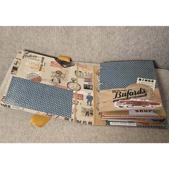 Junk Journal 3 Ring BINGO Theme Mixed Media Book Pages Pockets 9" X 7" - Picture 12 of 12